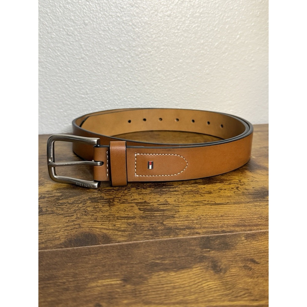Tommy hilfiger Men's STITCHED Classic Dress Casual Brown Leather Belt size 38-43